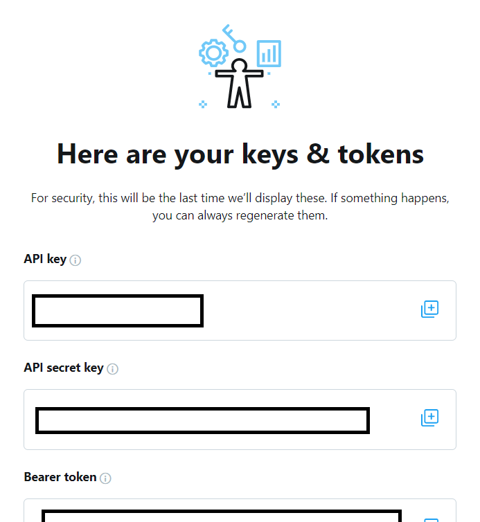 Here are your keys & tokens